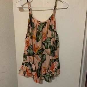 tropical floral cold shoulder size small